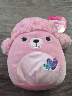 Rare NWT  Chloe The Poodle Squishmaallow Pink Plush Heart  Kids Toy -